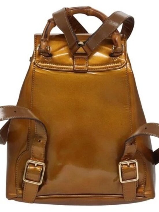 GUCCI Bamboo Backpack Patent leather Bronze Gold main image 6